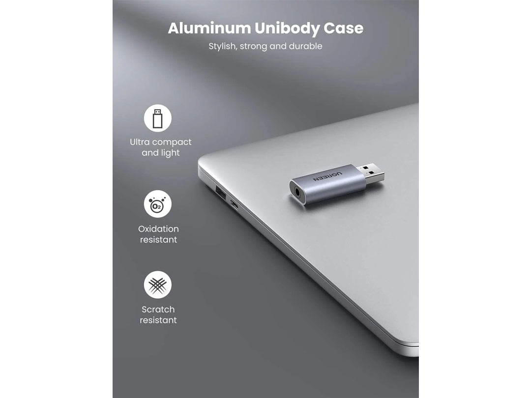 محول صوت من USB إلى 3.5 ملم (ميكروفون + سماعة رأس) من uGreen CM383-80864 محول صوت من USB إلى 3.5 ملم (ميكروفون + سماعة رأس) من uGreen CM383-80864
